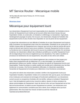 MT Service Routier - Mecanique mobile