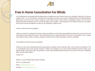 Free In Home Consultation For Blinds