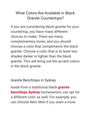 What Colors Are Available in Black Granite Countertops