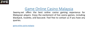 Game Online Casino Malaysia 3wemy.net