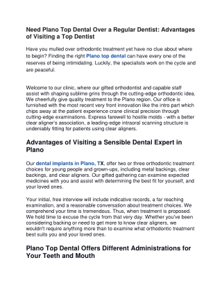 Need Plano Top Dental Over a Regular Dentist