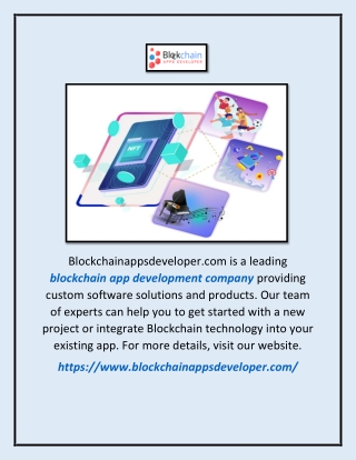 Blockchain App Development Company | Blockchainappsdeveloper.com