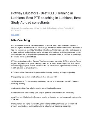 Dotway Educators - Best IELTS Training in Ludhiana, Best PTE coaching in Ludhiana, Best Study Abroad consultants