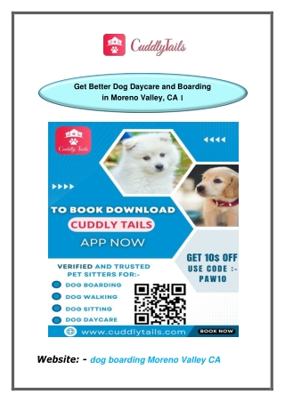 Get Better Dog Daycare and Boarding in Moreno Valley, CA । Cuddlytails.com