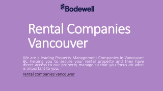 Rental Companies Vancouver | Bodewell