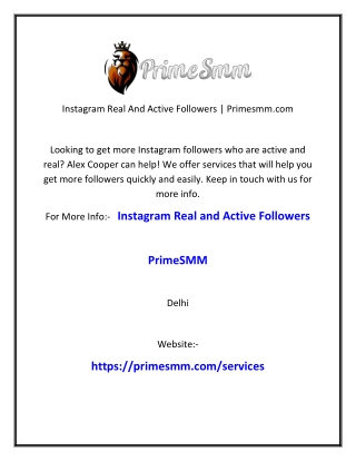 Instagram Real And Active Followers | Primesmm.com