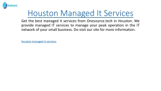 Houston Managed It Services Onesource.tech