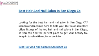 Best Hair And Nail Salon In San Diego Ca   Saloncalendar.com