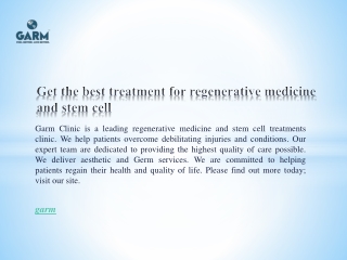 Get the best treatment for regenerative medicine and stem cell