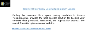 Basement Floor Epoxy Coating Specialists In Canada  Cipkarepoxy.ca