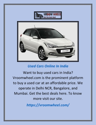 Used Cars Online in India | Vroomwheel.com