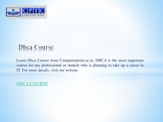 Dbca Course  Computerpoint.ac.in