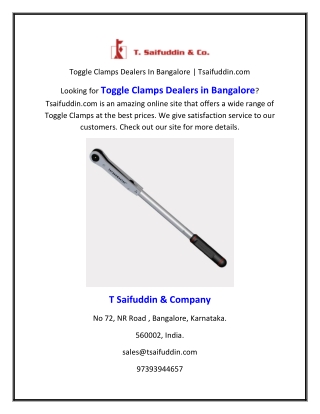 Toggle Clamps Dealers In Bangalore | Tsaifuddin.com