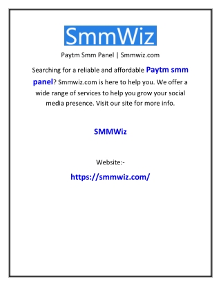 Paytm Smm Panel | Smmwiz.com