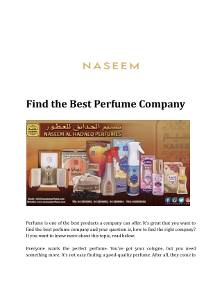 Find the Best Perfume Company