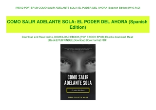 [READ PDF] EPUB COMO SALIR ADELANTE SOLA EL PODER DEL AHORA (Spanish Edition) [W.O.R.D]