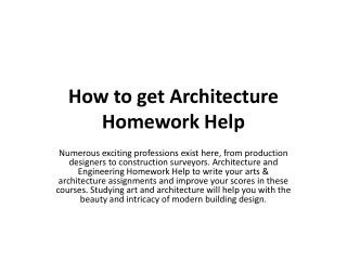 How to get Architecture Homework Help