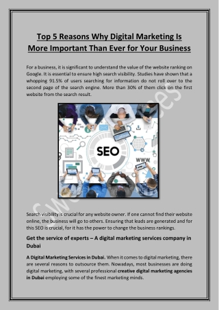 Top 5 Reasons Why Digital Marketing Is More Important Than Ever for Your Business