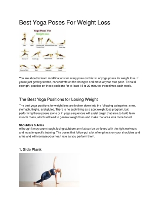 Best Yoga Poses For Weight Loss