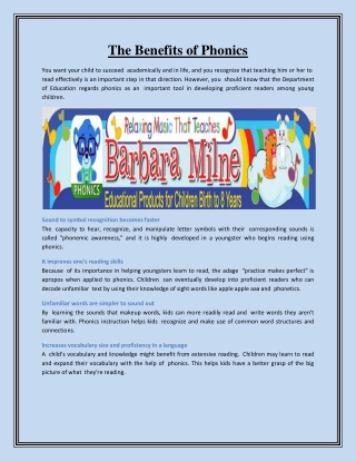 The Benefits of Phonics