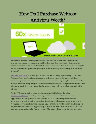 How Do I Purchase Webroot Antivirus Worth