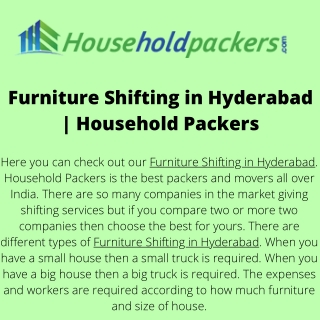 Furniture Shifting in Hyderabad  Household Packers