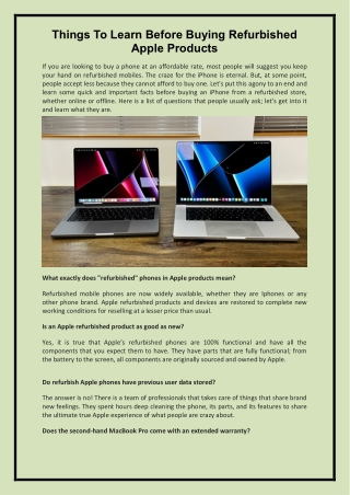Important Information Before Purchasing Refurbished Apple Products