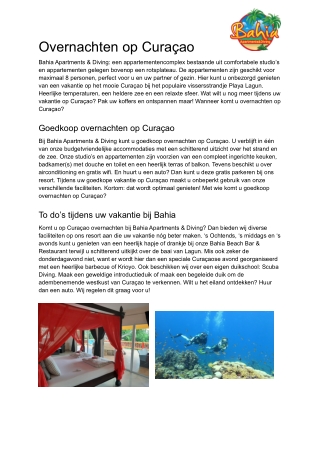 Overnachten op Curaçao