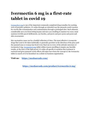 Ivermectin 6 mg is a first-rate tablet in covid 19