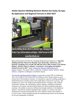 Global Injection Molding Machine Market Research Report 2022-2027