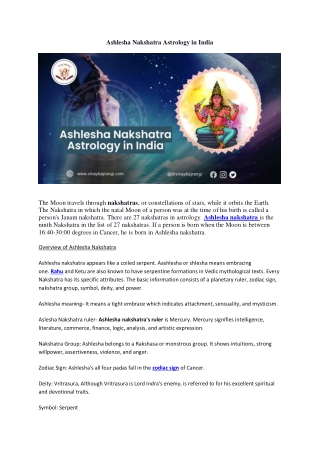 Ashlesha Nakshatra Astrology in India