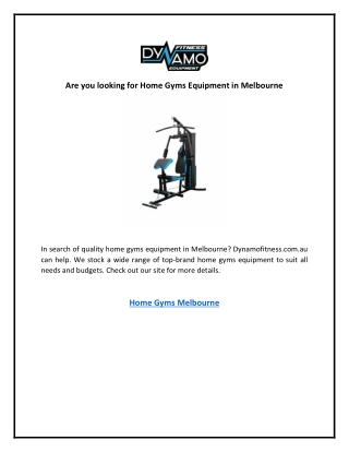 Are you looking for Home Gyms Equipment in Melbourne