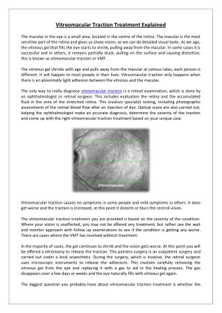 Vitreomacular Traction Treatment Explained