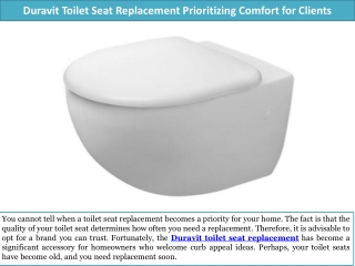 Duravit Toilet Seat Replacement Prioritizing Comfort for Clients