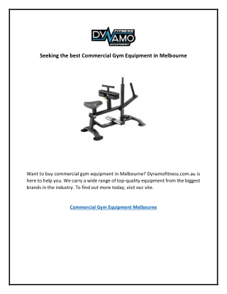 Seeking the best Commercial Gym Equipment in Melbourne