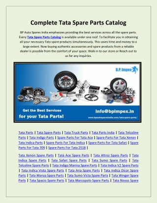 Complete Tata Spare Parts Catalog