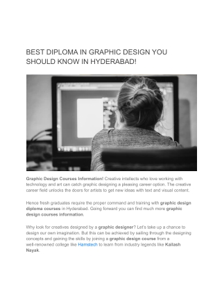 BEST DIPLOMA IN GRAPHIC DESIGN YOU SHOULD KNOW IN HYDERABAD