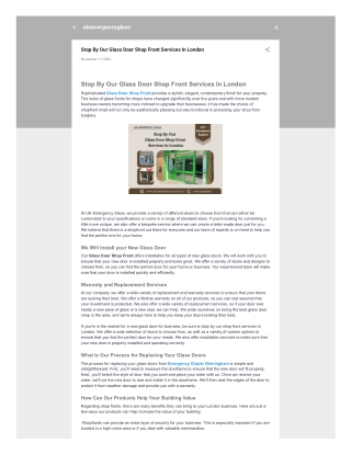 Stop By Our Glass Door Shop Front Services In London