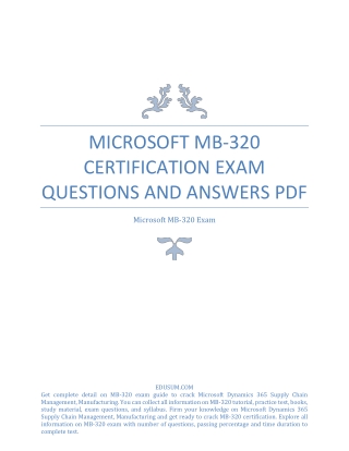 Microsoft MB-320 Certification Exam Questions and Answers PDF