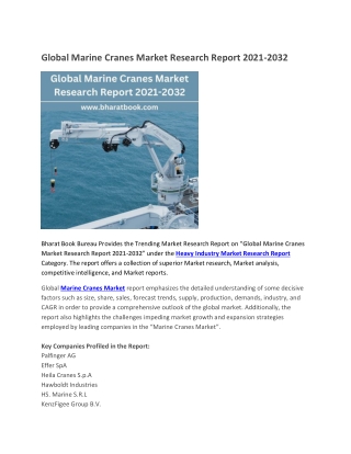 Global Marine Cranes Market Research Report 2021-2032