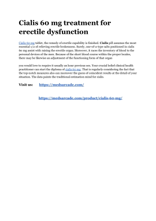 Cialis 60 mg treatment for erectile dysfunction