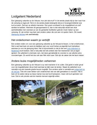 Lodgetent huren in Nederland