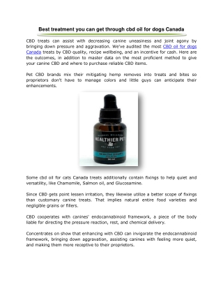 Best treatment you can get through cbd oil for dogs Canada