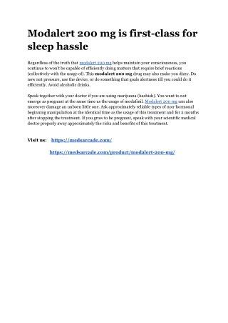Modalert 200 mg is first-class for sleep hassle