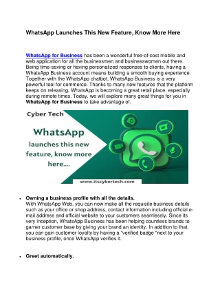 WhatsApp Launches This New Feature