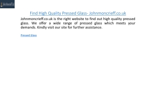 Find High Quality Pressed Glass- Johnmoncrieff.co.uk