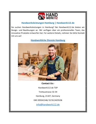 Handwerksleistungen Hamburg | Handwerk112.de