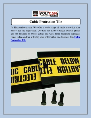 Cable Protection Tile  Plasticssheets