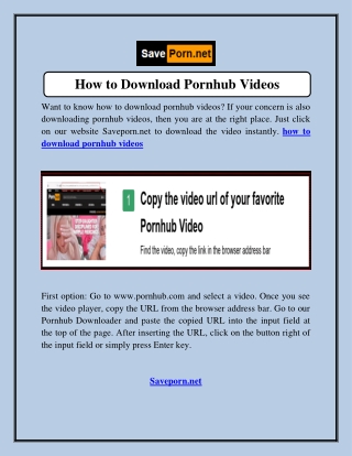 How to Download Pornhub Videos  Saveporn.net