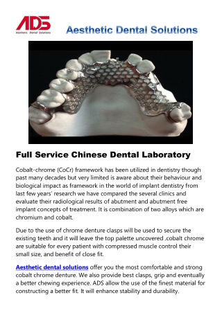 Full Service Chinese Dental Laboratory